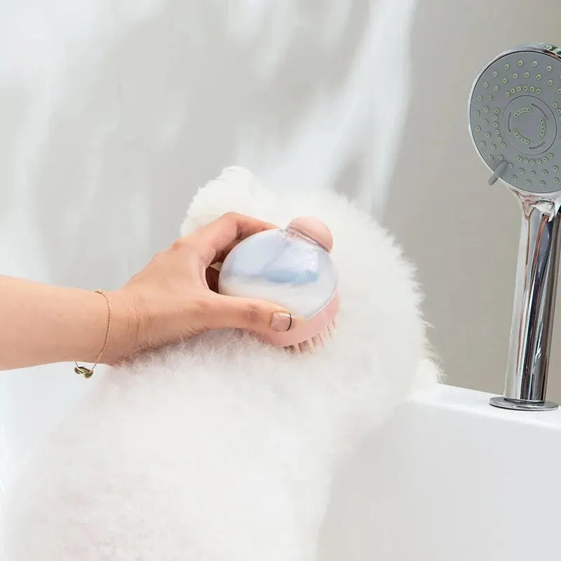 Pet Bath Brush Soft Silicone With Shampoo Dispenser