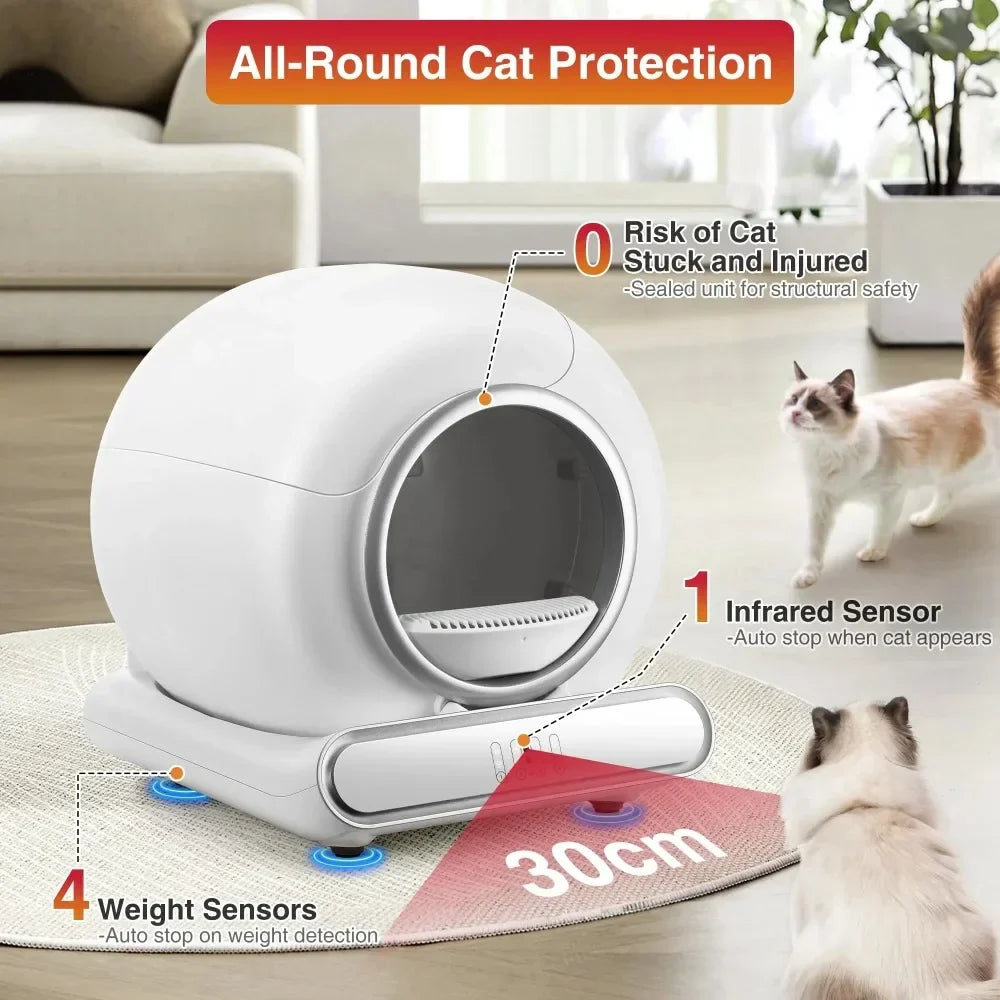 Automatic Litter Box w/ APP Control, Health Monitoring, Dual Sensor Safety Protection,Odor-Removal, Cat Litter Box Self Cleaning